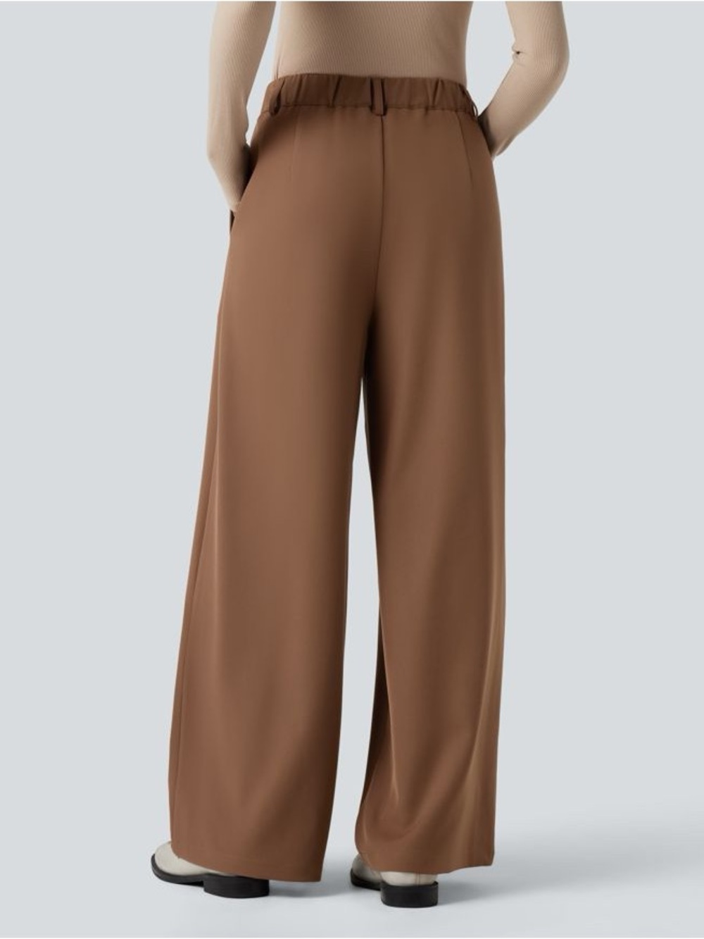 NWT Halara High Waisted Work Wide Leg Pants Pockets Partridge Brown XL Pleated - Picture 2 of 10